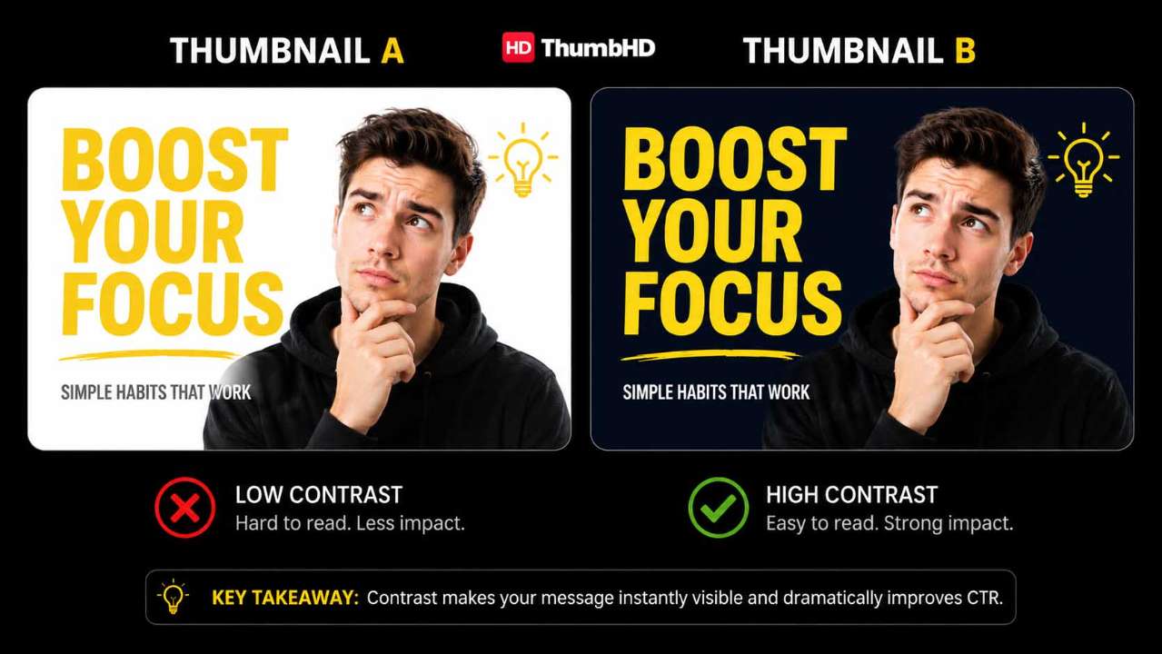 YouTube thumbnail color psychology guide showing different thumbnail color combinations